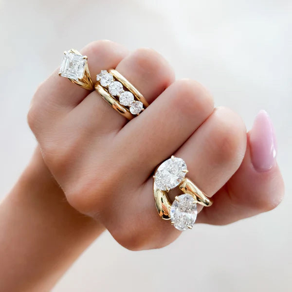 6ctw Oval Sapphire Double Band Engagement Ring-JEWELBUYS