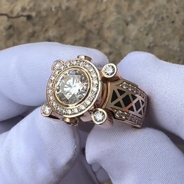 6.0ctw Round Cut Wide Shank Chunky Gemstone Ring -JEWELBUYS