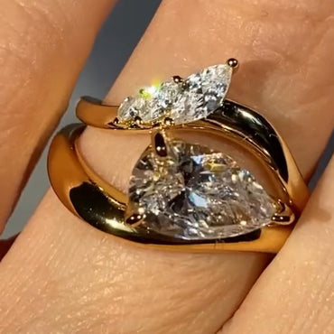 3.55ctw Pear And Marquise Cut White Sapphire Stacking Ring-JEWELBUYS