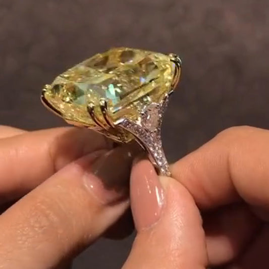 15Ct Yellow Fancy Cut Sapphire Ring-JEWELBUYS