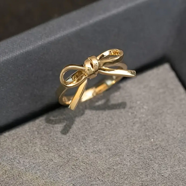 Charming gold bow ring-JEWELBUYS