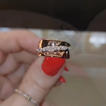 Classic 1ct Round Cut White Sapphire Wide Wedding Band Big Engagement Ring in Rose Gold-JEWELBUYS