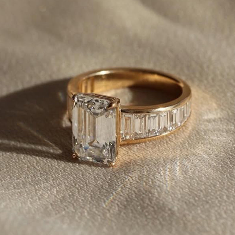 5.0ctw Emerald Cut White Sapphire Statement Ring-JEWELBUYS