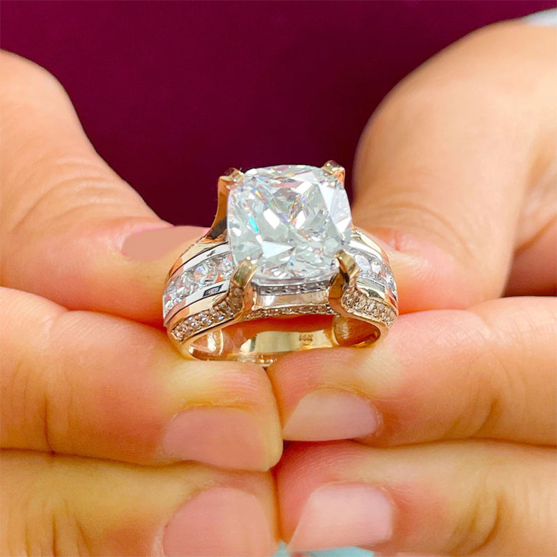 6.5ctw Cushion and Round Cut White Sapphire Engagement Ring -JEWELBUYS