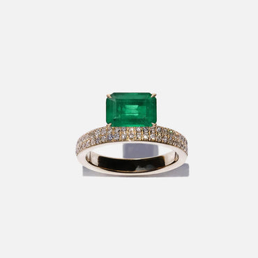 Personalized 2ct Emerald & Round Cut Green & White Sapphire Opening Ring-JEWELBUYS
