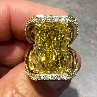 14.5ctw Stunning Yellow Sapphire Art Ring-JEWELBUYS