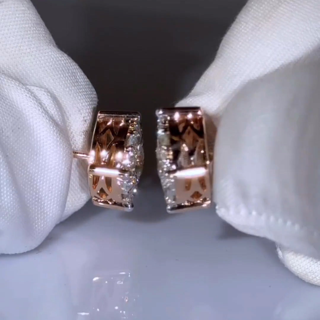 1.5ct Round Rose Gold Stud Earrings -JEWELBUYS