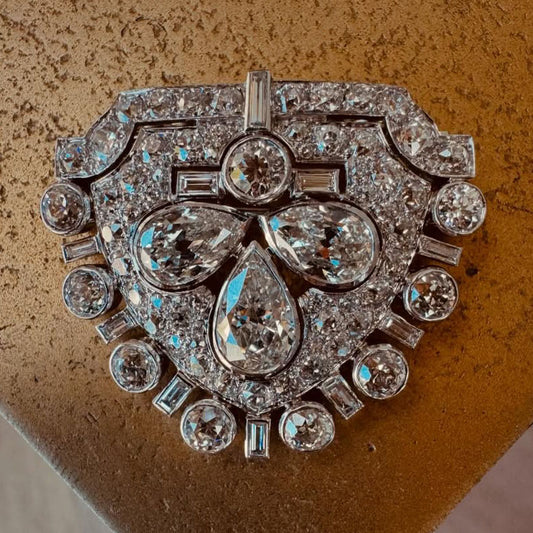 15Ctw Art Deco Mixed Old Cut Sapphire Brooch Pendant-JEWELBUYS