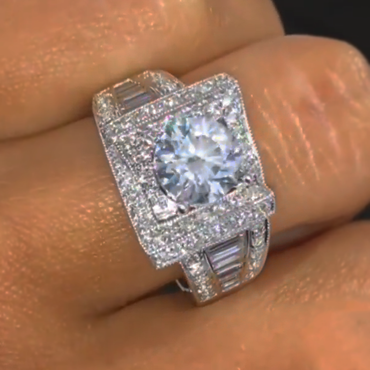 Unique 10 ctw Round Cut White Gemstone Engagement Ring -JEWELBUYS