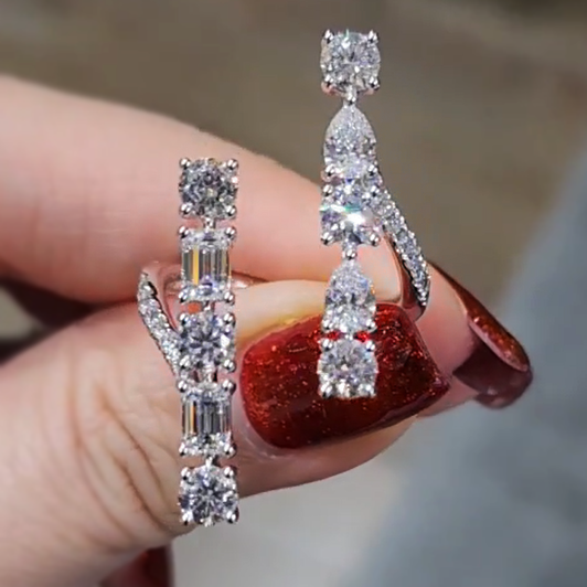 Unique 5 ctw Multi-Cut White Gemstone Opening Ring -JEWELBUYS
