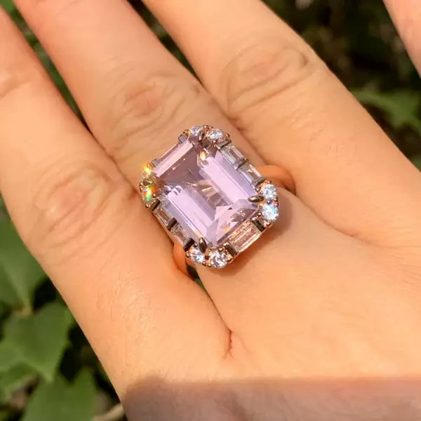 8.4ct Emerald Cut Pink Sapphire Women's Engagement Ring-JEWELBUYS