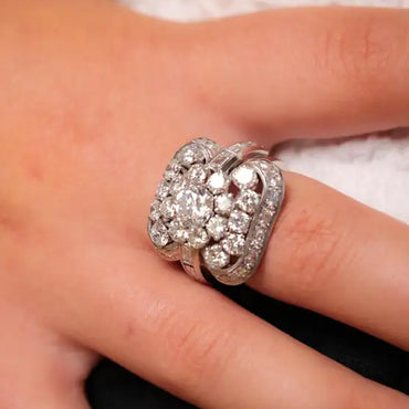 6.5 Ctw Old European and Baguette Cut White Sapphire Medieval Cocktail Ring-JEWELBUYS