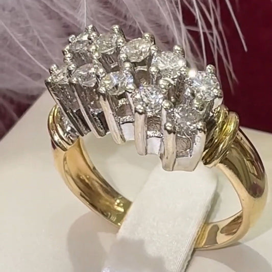 1.27ctw Round Double Row White Sapphire Vintage Ring- JEWELBUYS