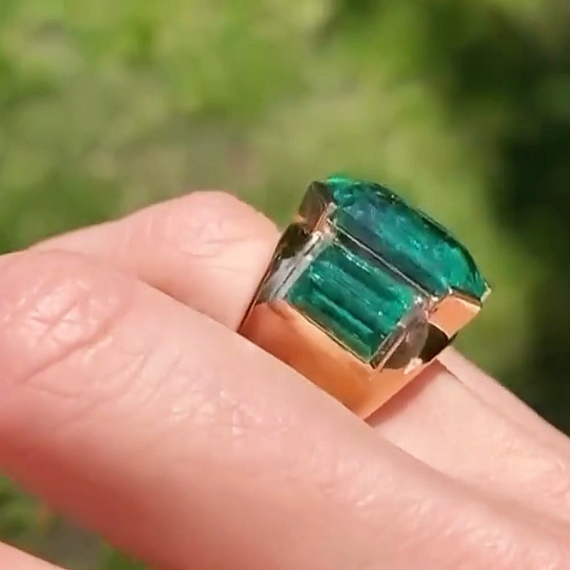 6.67ctw Emerald Cut Mystic Green Sapphire Ring-JEWELBUYS
