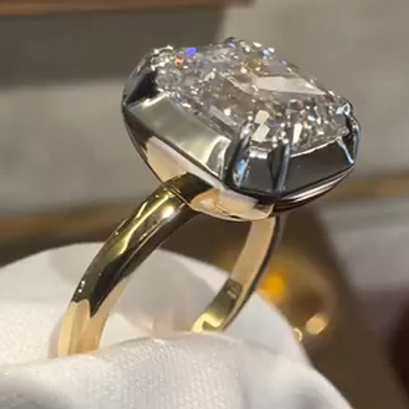 3ct Delicate Ascher Cut Solitaire Sapphire Bezel Engagement Ring-JEWELBUYS