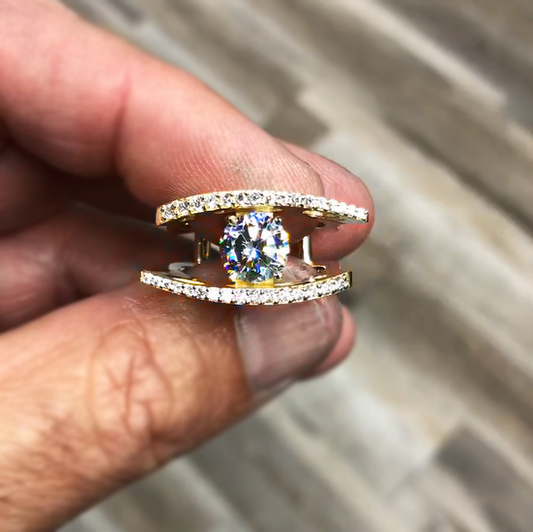 Unique 1.5 ctw Round Cut White Gemstone Ring -JEWELBUYS