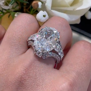 8 ctw Oval Cut White Sapphire Engagement Ring -JEWELBUYS