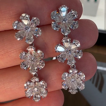 4.0ctw Pear Cut Sapphire Floral Dangle Earrings- JEWELBUYS