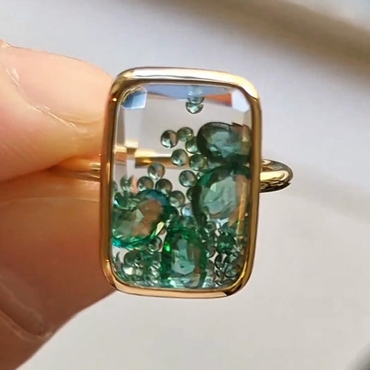 New 1.25ctw Emerald Rose Cut Crystal Ring-JEWELBUYS