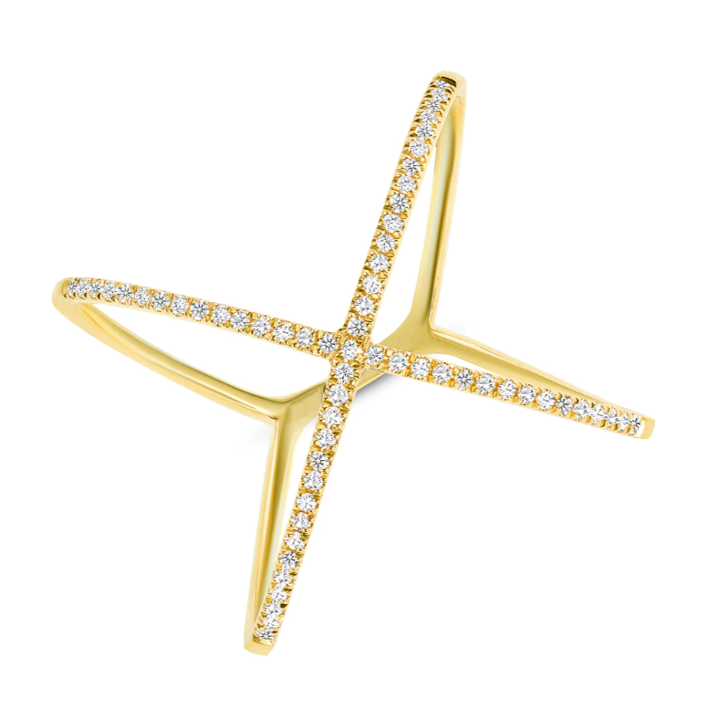 Fashionable Simple 0.2ct Round Cut White Gemstone Cross Ring - JEWELBUYS
