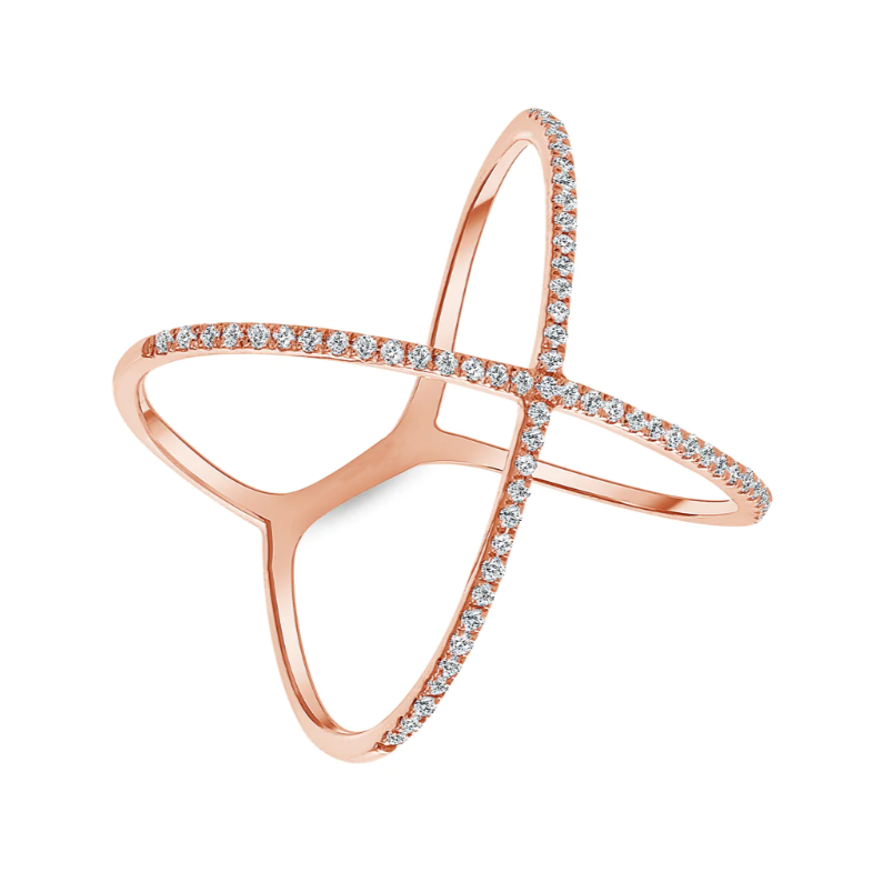 Fashionable Simple 0.2ct Round Cut White Gemstone Cross Ring - JEWELBUYS