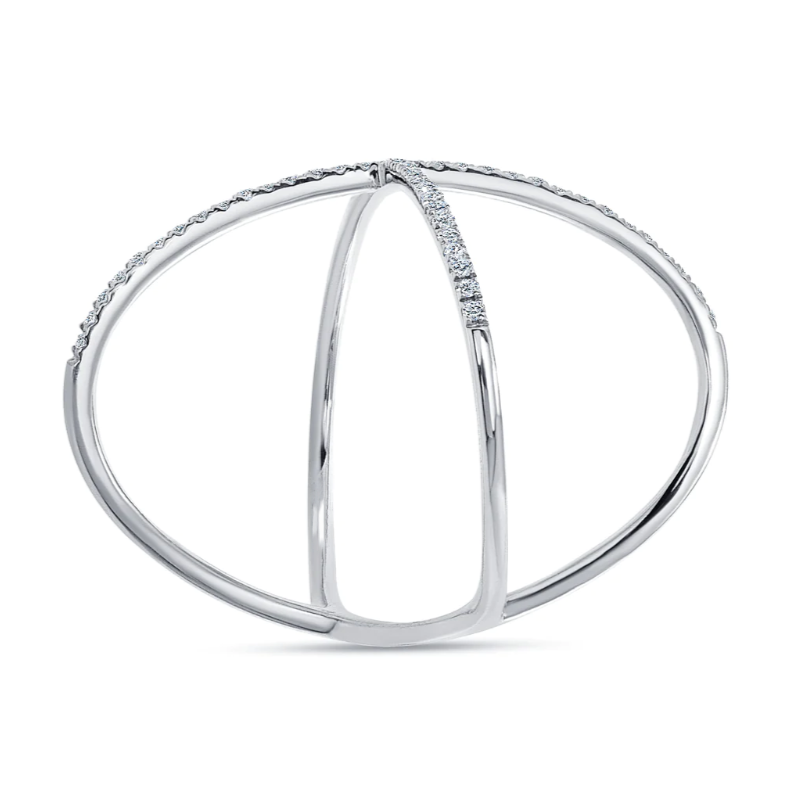 Fashionable Simple 0.2ct Round Cut White Gemstone Cross Ring - JEWELBUYS