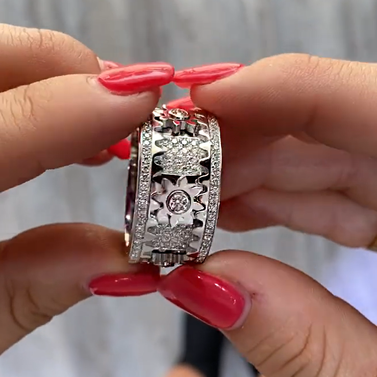2ctw Mechanical Turnable White Sapphire Ring - JEWELBUYS