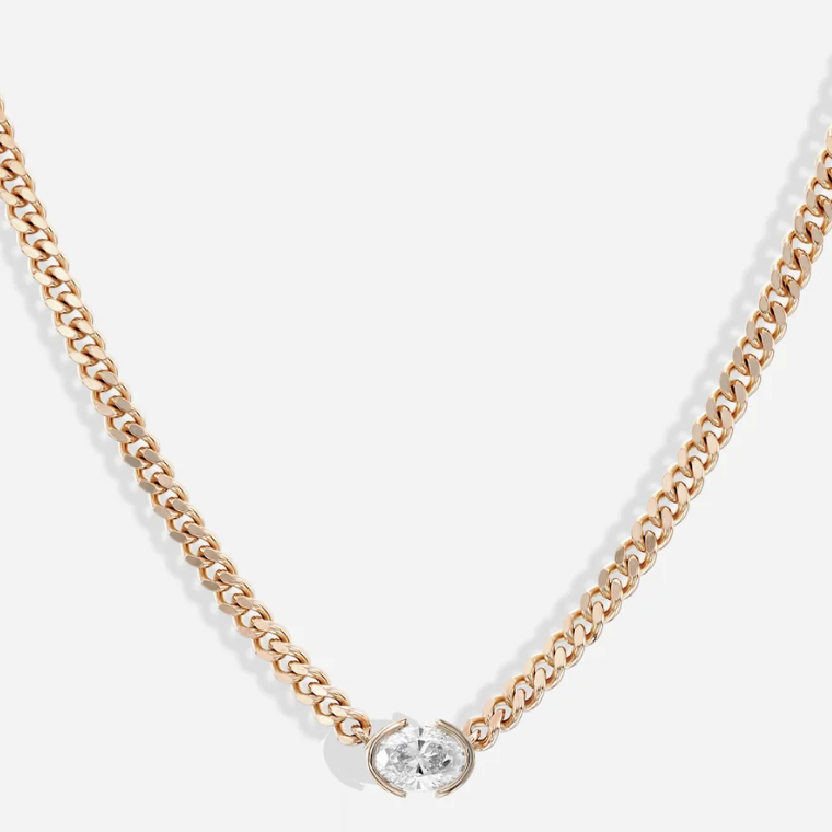 1ct Oval Cut White Sapphire Half-wrap Set Necklace - JEWELBUYS