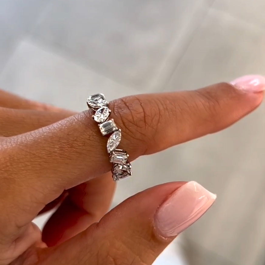 Fancy 4 ctw Multi-Cut White Gemstone Band - JEWELBUYS