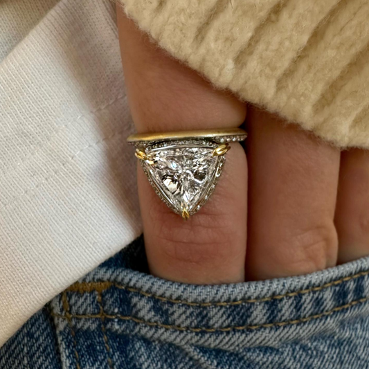 Personalized 2ct Triangle Cut White Gemstone Engagement Ring for Men and Women - JEWELBUYS