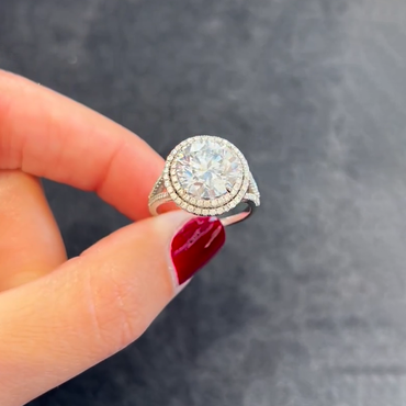 8ct Round Cut White Gemstone Double Halo Engagement Ring - JEWELBUYS