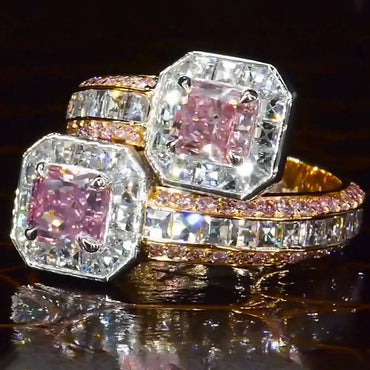 6.0Ctw White Sapphire and Pink Morganite Bypass Ring-JEWELBUYS