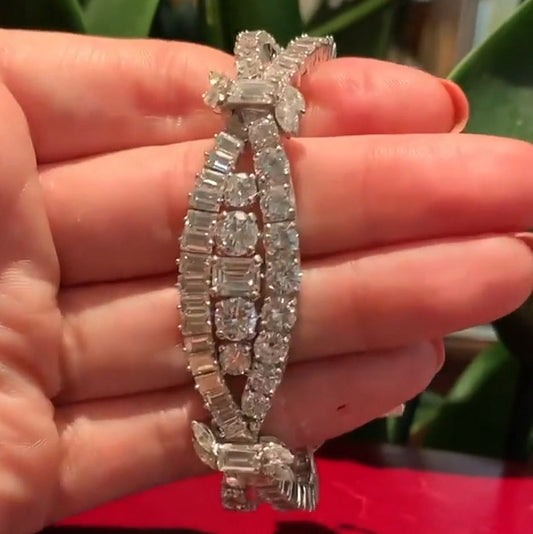 21Ctw Multi-Cut White Sapphire Vintage Bracelet-JEWELBUYS