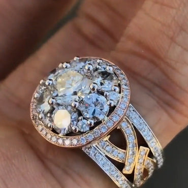6.0Ctw Round Cut Round Band Cluster White Sapphire Ring-JEWELBUYS