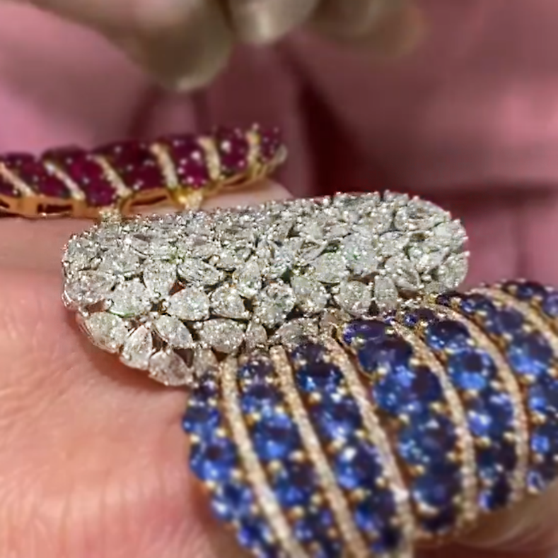 5 ctw Multi-Cut White Sapphire Shield Style Cluster Ring -JEWELBUYS