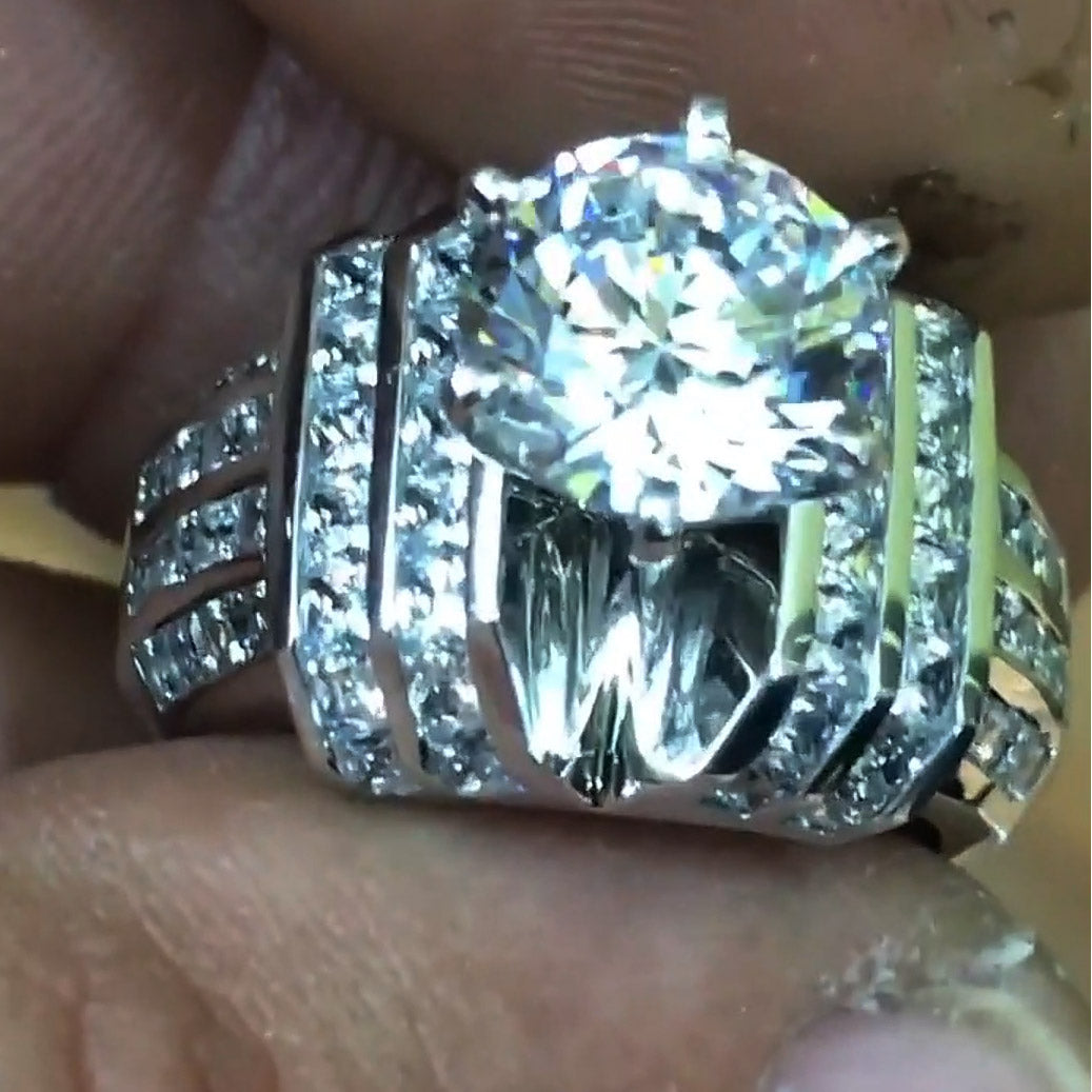 6.0ctw Round Cut White Sapphire Brilliant Engagement Ring-JEWELBUYS