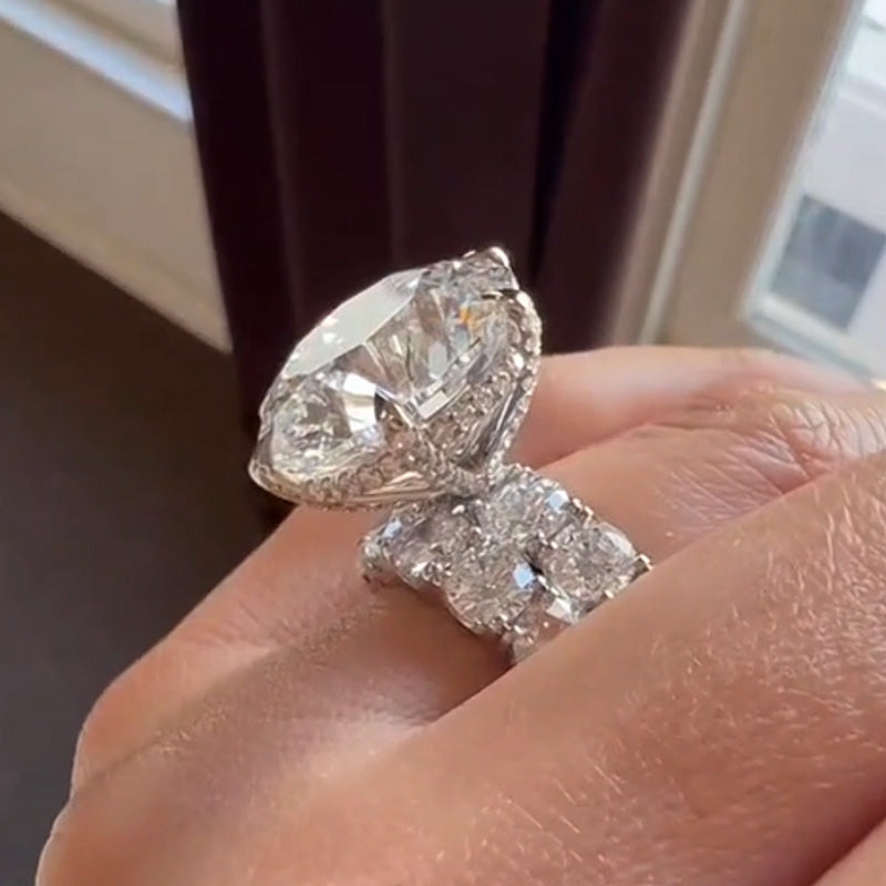 14.24ctw Classic Round White Sapphire Stacking Engagement Ring-JEWELBUYS