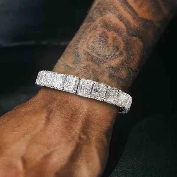 Unisex 56ctw Radiant Cut White Sapphire Bracelet in Silver-JEWELBUYS