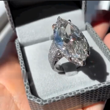 Elegant 8ct Marquise Cut White Sapphire Women's Engagement Ring in Silver-JEWELBUYS