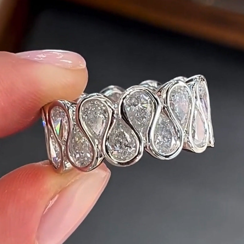 3.0ctw Classic Pear Cut White Sapphire Band - JEWELBUYS