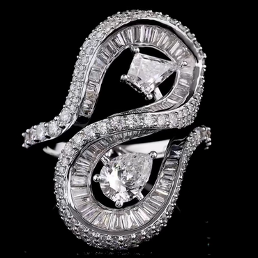 Designed 6ct Mix Cut Multi-Shaped White Sapphire Women's Engagement Ring in Silver-JEWELBUYS