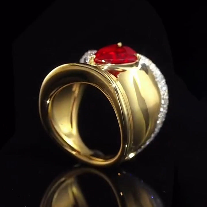 4.2Ct Pear Cut Ruby Art Ring-JEWELBUYS