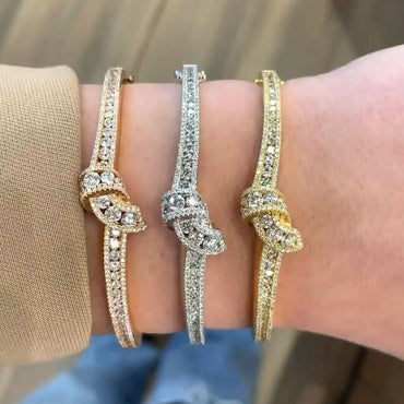 6.0ctw Round Brilliant Cut White Sapphire Knot Bracelet-JEWELBUYS