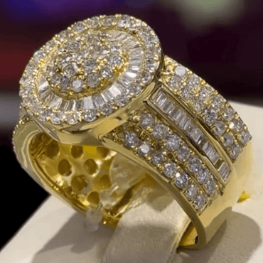 3.75ct Round & Baguette Cut White Sapphire Engagement Ring-JEWELBUYS