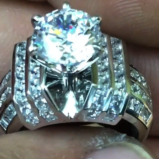 6.0ctw Round Cut White Sapphire Brilliant Engagement Ring-JEWELBUYS