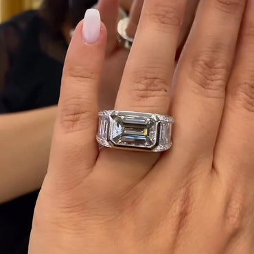 Sparkling Emerald Cut Pave Diamond Engagement Ring - JEWELBUYS