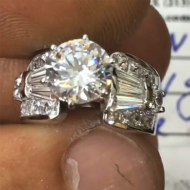 3.25Ctw Round White Sapphire Engagement Ring- JEWELBUYS