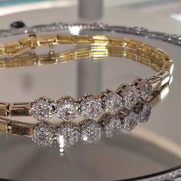 3.0Ctw Sapphire Cluster Bracelet-JEWELBUYS
