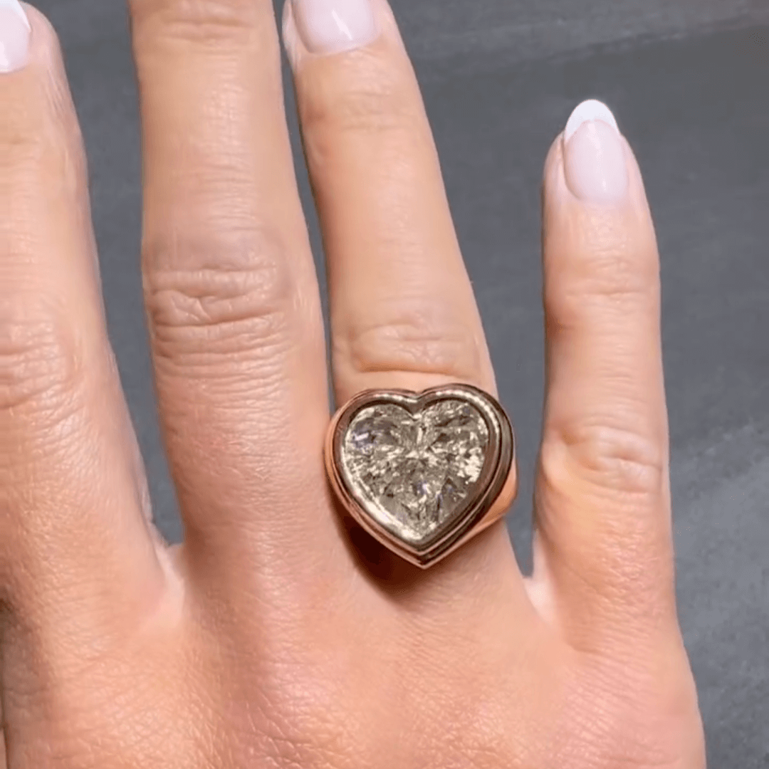 Bezel Setting 4ct Heart Cut White Sapphire Women's Engagement Ring in Yellow Gold-JEWELBUYS
