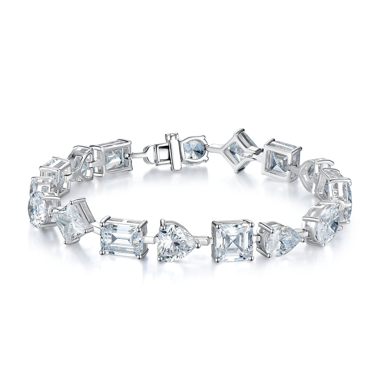 16ctw Multi-Cut White Gemstone Stylish Bracelet - JEWELBUYS